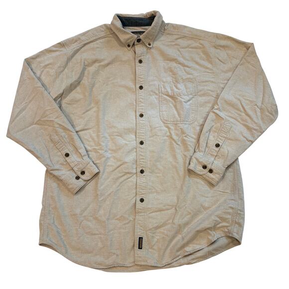 Woolrich Shirt Mens Size XL Beige Chamois Flannel Button Up Long Sleeve *FLAW* - Picture 1 of 10